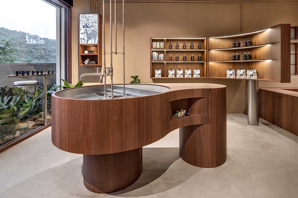 茶籽堂宜蘭朝陽社區店展示體驗區。