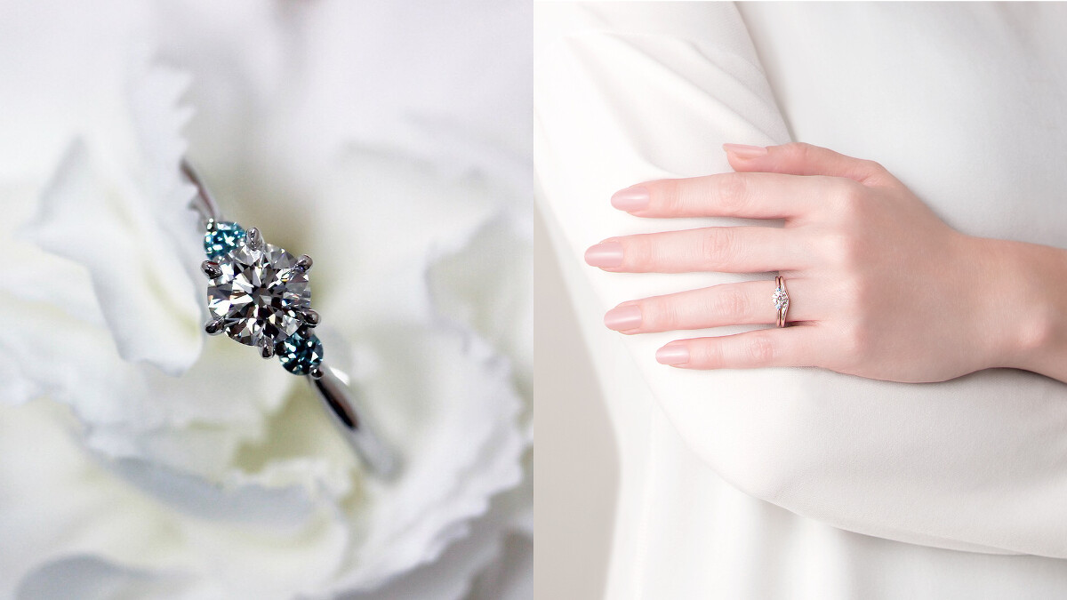 K.UNO將海洋元素融入鑽戒設計，打造出象徵碧海珠滴的Blu Puro訂婚鑽戒。