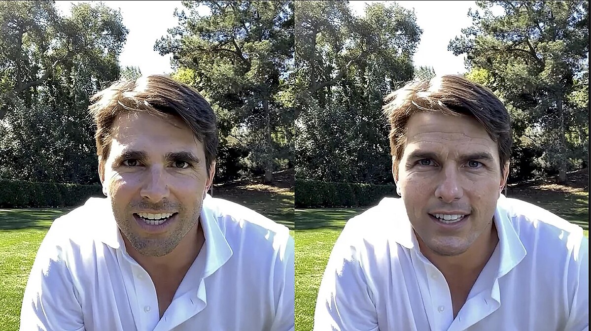 湯姆．克魯斯（左：Deepfakes、右：原圖）