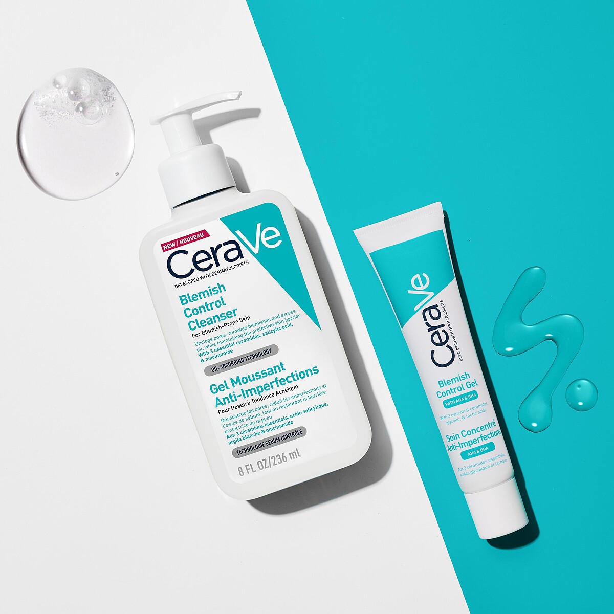 CeraVe適樂膚油痘粉刺系列(左)淨膚白泥抗粉痘潔面露236ml，NT549