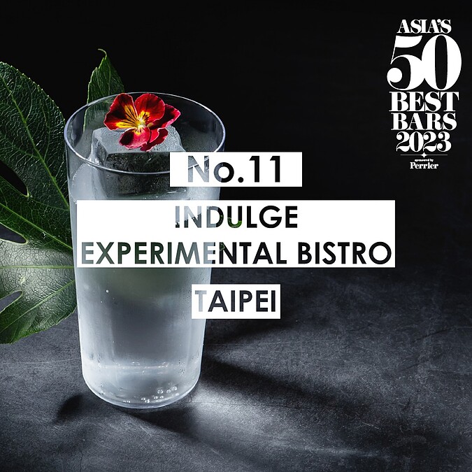 Indulge Experimental Bistro 為台灣酒吧入選最高名次。