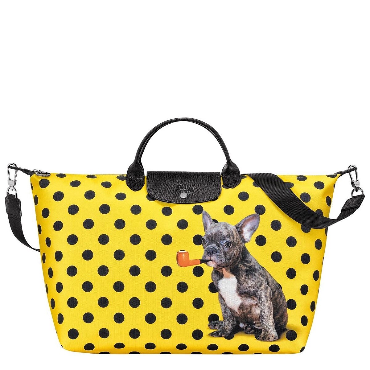 LONGCHAMP X TOILETPAPER 聯名系列 旅行袋S，NT$16,300．