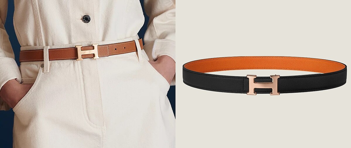 Herm&egrave;s愛馬仕 mini H皮帶釦 & 雙面皮腰帶24mm NT$23,300。