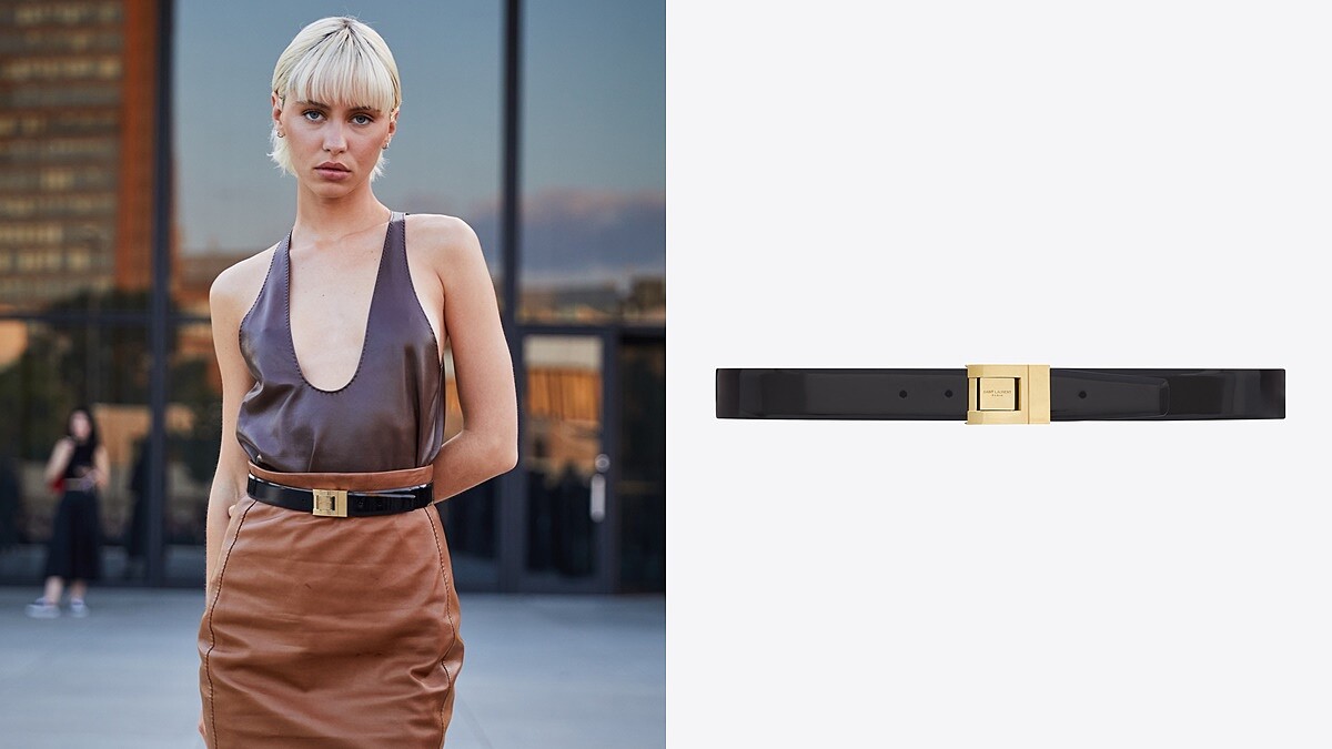 Saint Laurent MALE亮面皮帶 NT$15,850。