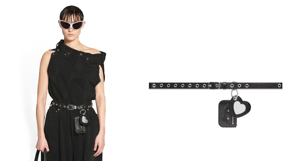 Balenciaga LE CAGOLE 穿孔鍊條皮帶 NT$25,900。