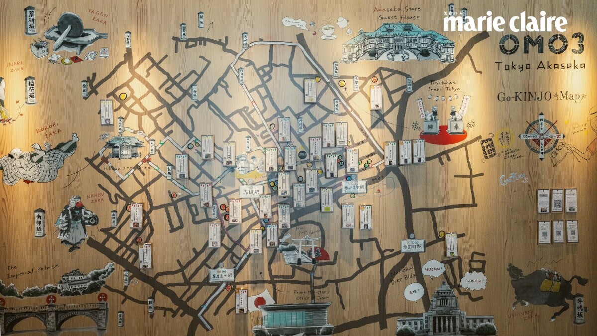 「周邊地圖」（Go-KINJO）掛滿當天有營業的店家資訊木牌