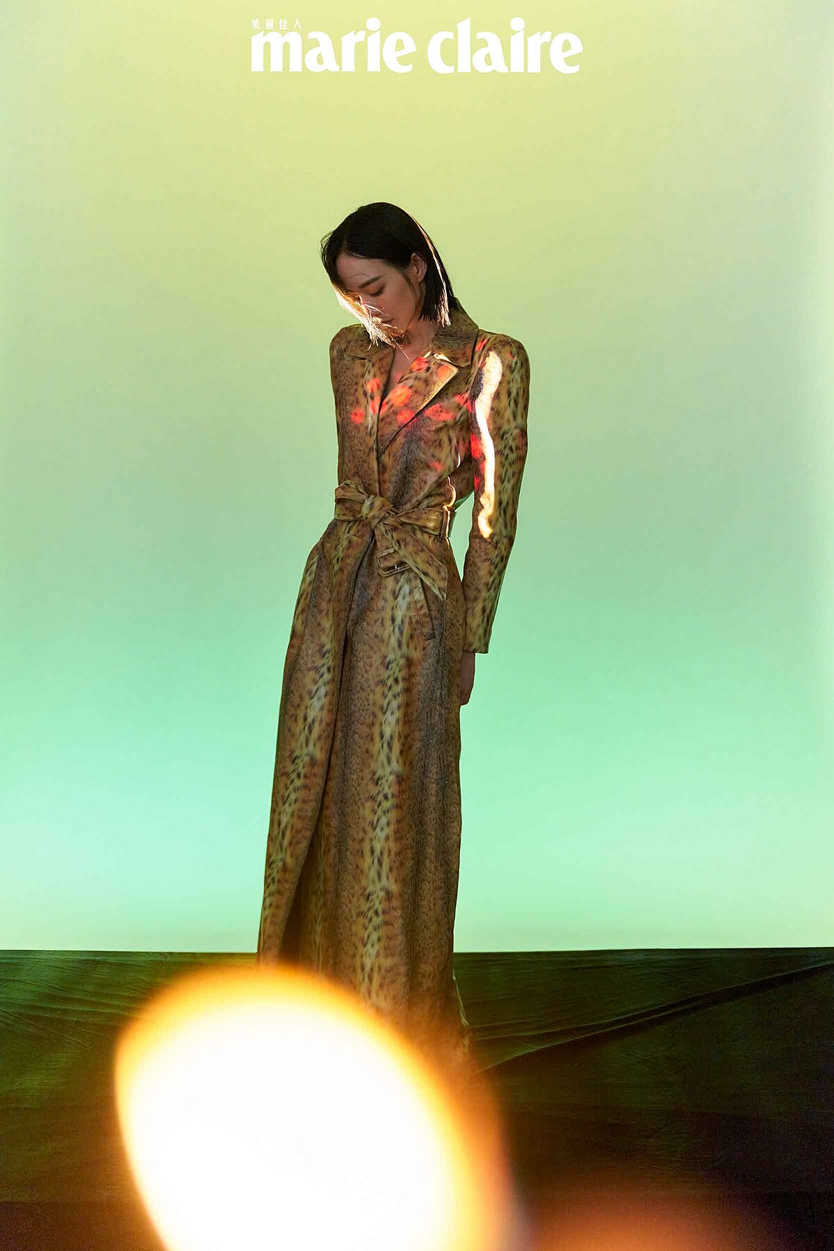 動物紋皮革大衣,Balenciaga。