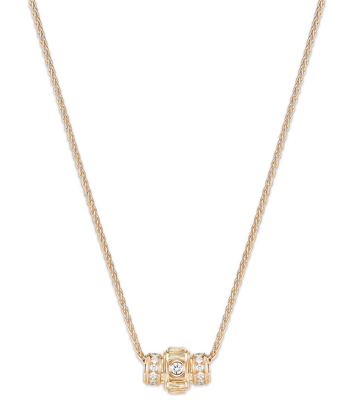 PIAGET Possession系列18K玫瑰金宮廷式雕刻飾紋鑽石項鍊，建議售價NT$275,000