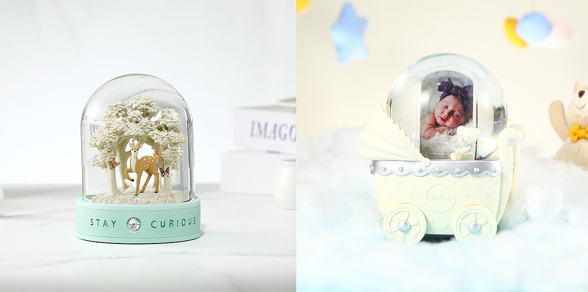 心靈守護神系列水晶球、Baby Carriage相框音樂水晶球