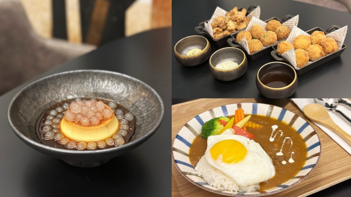 手工布丁、唐揚雞、炸蝦球、可樂餅、咖哩飯