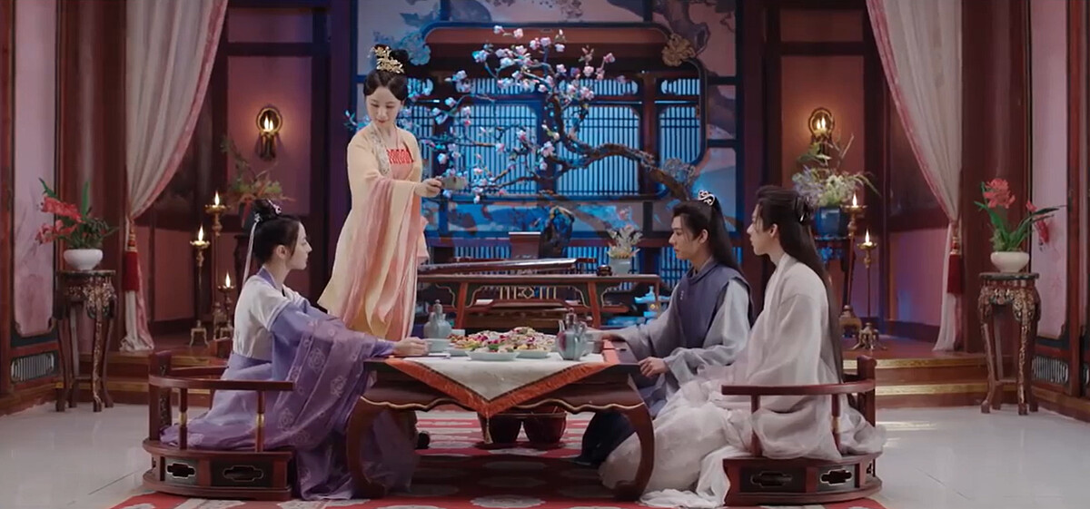 帝梓元(左一)、安寧公主(左二)、洛銘西(右一)和韓燁(右二)，兒時玩伴再聚首，四人將別離各奔東西