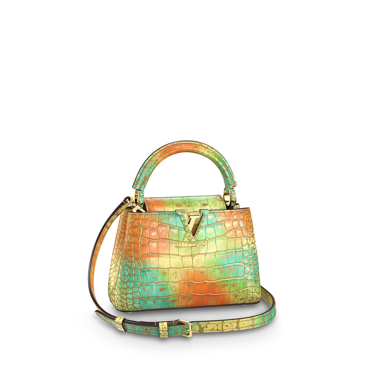 【橙色變色龍Orange Chameleon】Capucines Mini NT$925,000。