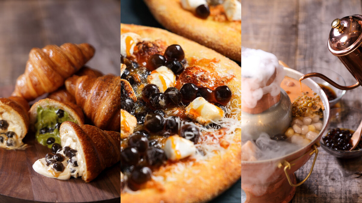 珍奶爆漿可頌、棉花糖珍珠披薩、波霸冰鍋。