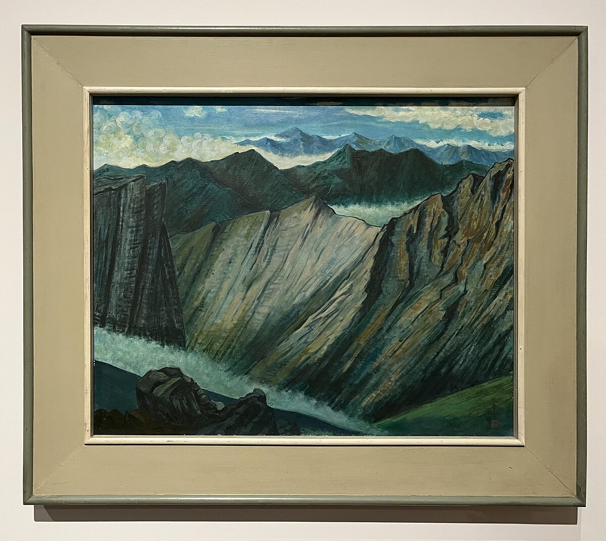 翁崑德〈山景（層層巒峰）〉1975。