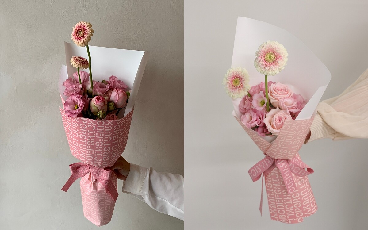 (左)台北微風信義Byredo形象店限量情人節花束,花藝設計「此刻at the close」(IG@attheclose)、(右)台中新光三越Byredo形象店限量情人節花束,花藝設計「RUNI陸貳」(IG@runi.flowers)。