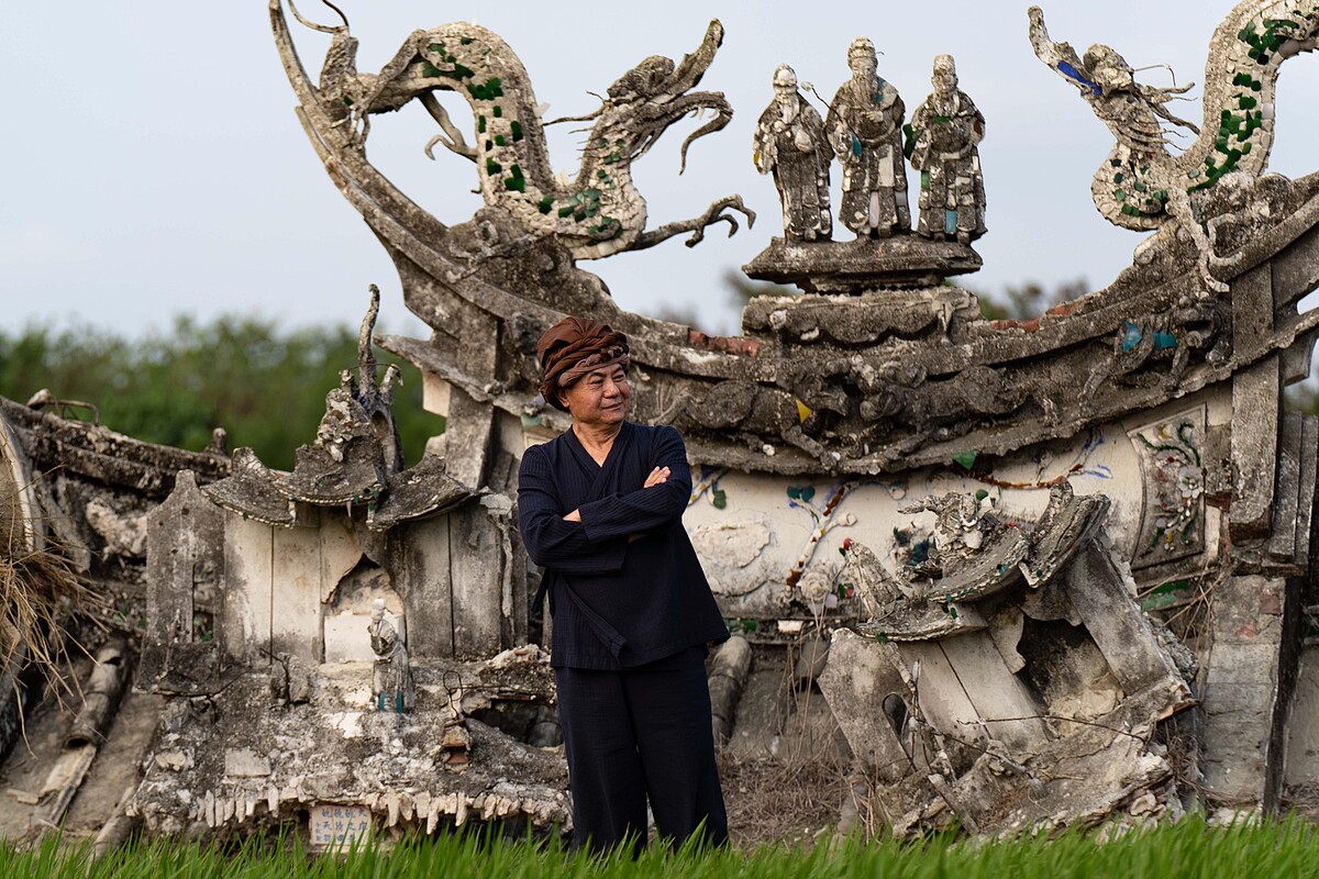 《地獄里長》蔡振南客串地獄殿主，在嘉義大庄舊五福宮遺址拍攝，憶兒時遭遇「八七水災」滅村回憶