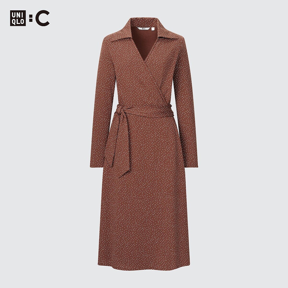 綁帶式印花洋裝（長袖） 售價 NT$1,990。