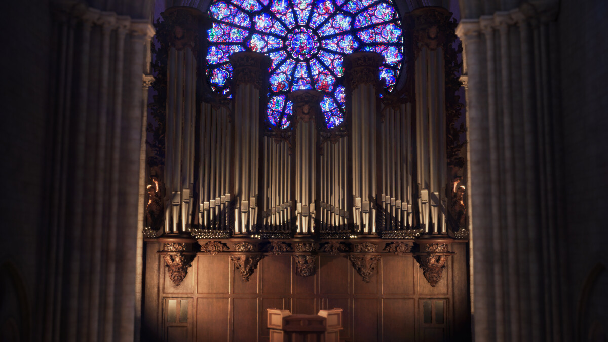 VR體驗場景照-巴黎聖母院管風琴(Orgue de Notre-Dame de Paris)。