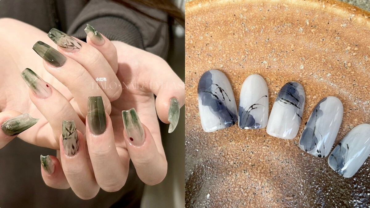 水墨畫美甲正熱！帶有清冷氣質的25款指彩範本推薦