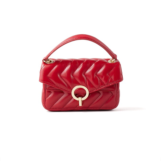 SANDRO 紅色YZA皮革肩背包，NT11,290。