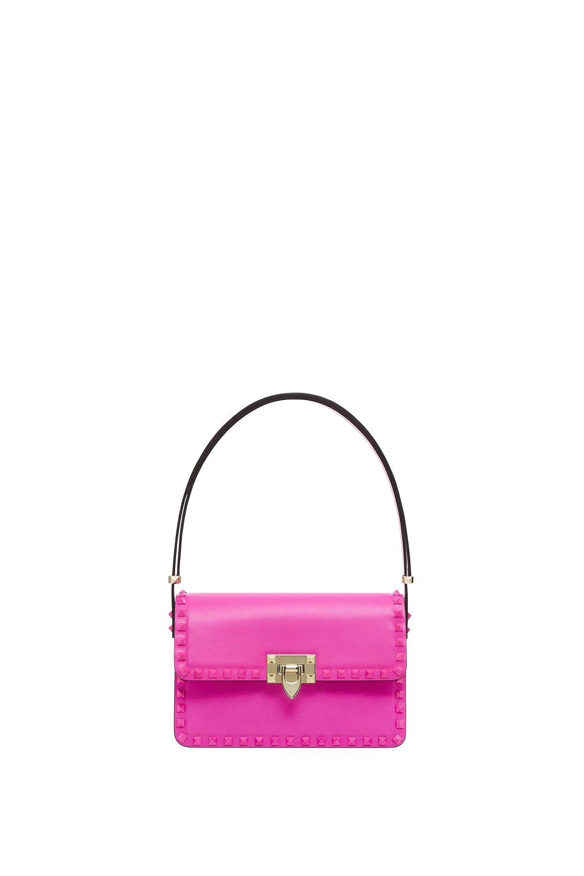 Valentino 霓虹粉鉚釘肩背包,NT95,500。