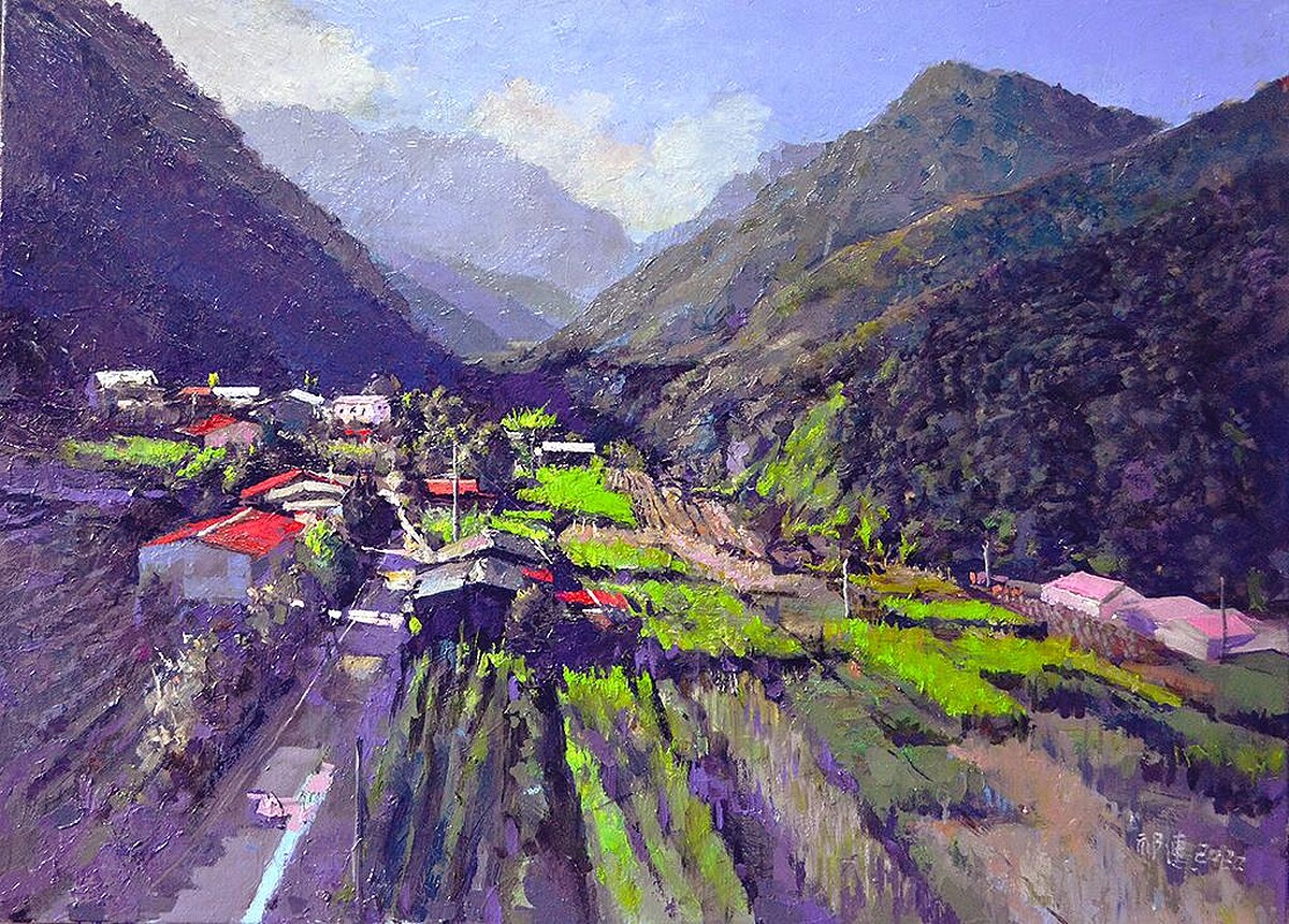 采采畫廊 祁連Lien CHI山巒光之影the shadow of the light of the Mountains油畫oil painting72.5x60.5cm2022