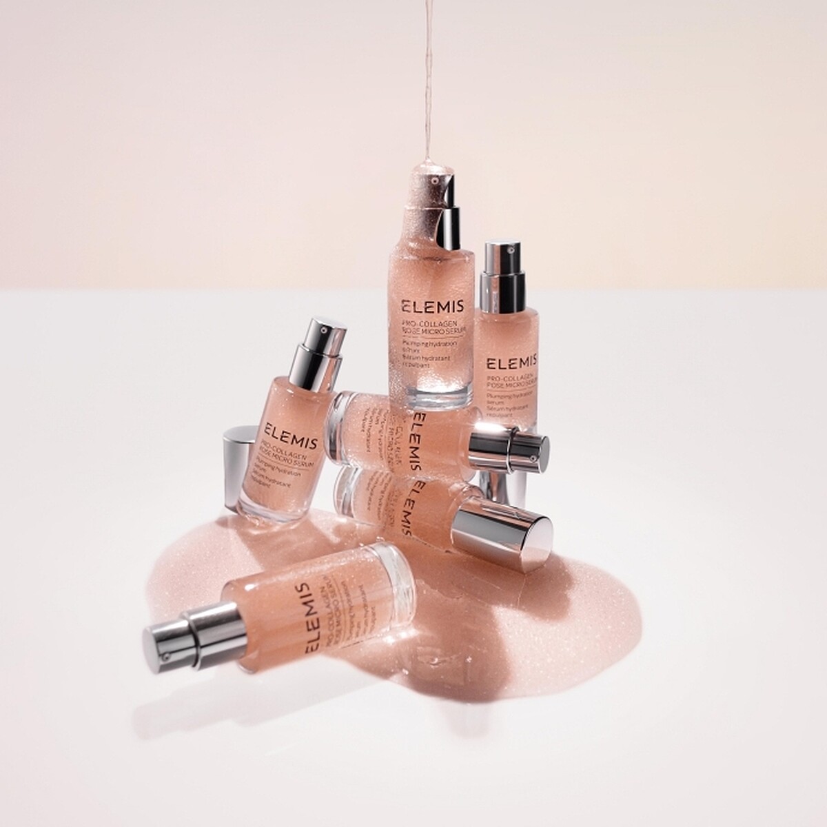 ELEMIS海洋膠原玫瑰微導精華產品情境圖。