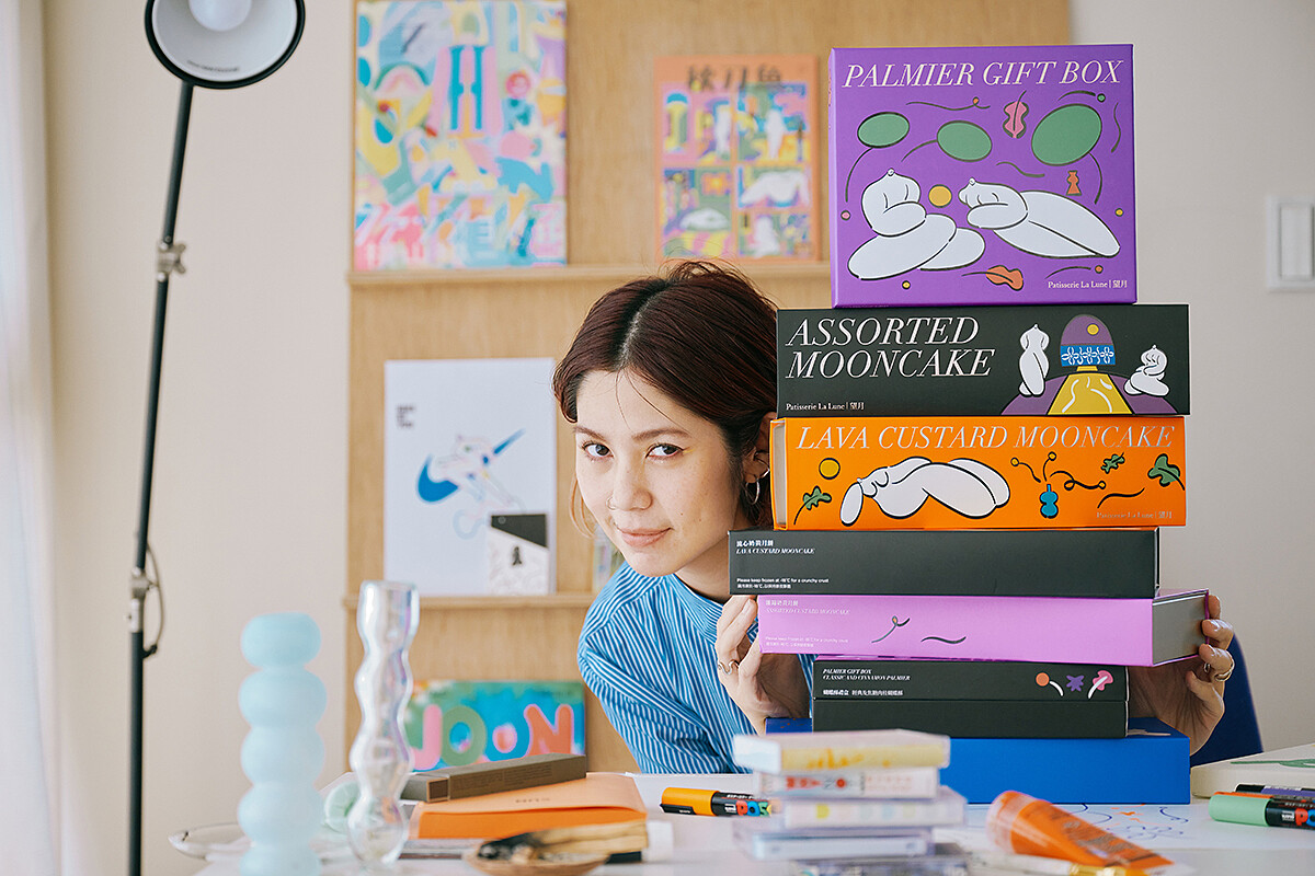 「望月 Patisserie La Lune」與台灣藝術家周依合作。