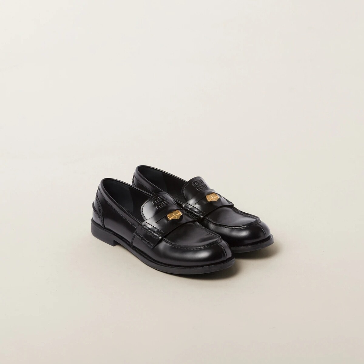 Miu Miu Brushed leather loafers。