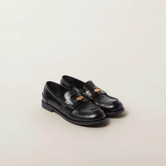Miu Miu Brushed leather loafers。
