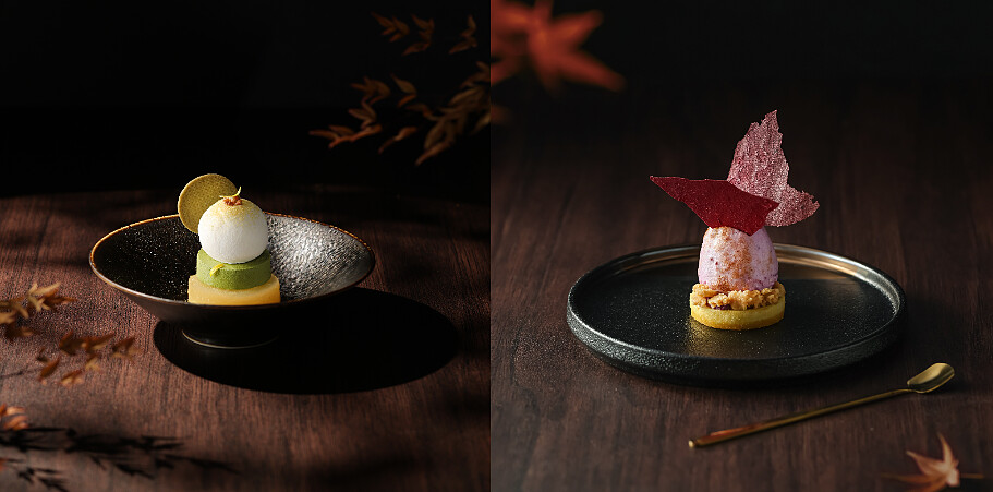 柚子抹茶生乳酪及紅玉蒙布朗