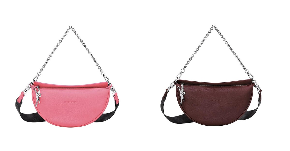 Smile斜背袋(S,粉紅色-皮革),NT16,300、Smile斜背袋(S,深紫色-皮革),NT16,300。