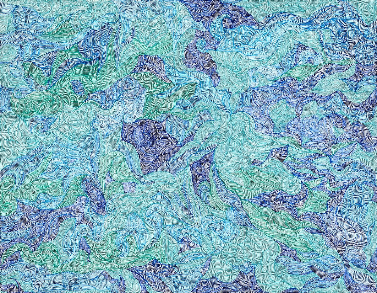 李心潔「海洋與母親」2023_壓克力顏料、畫布_91&times;117cm