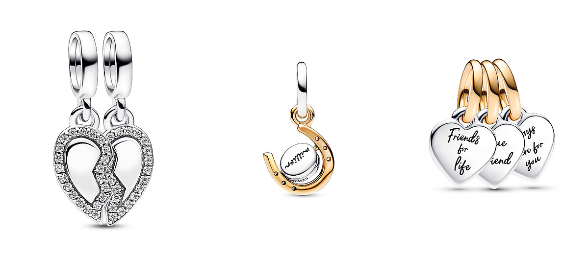 摯友連心組合吊飾NT$2,480、轉運馬蹄鐵雙色吊飾NT$2,480、友誼可貴三層吊飾NT$2,880。