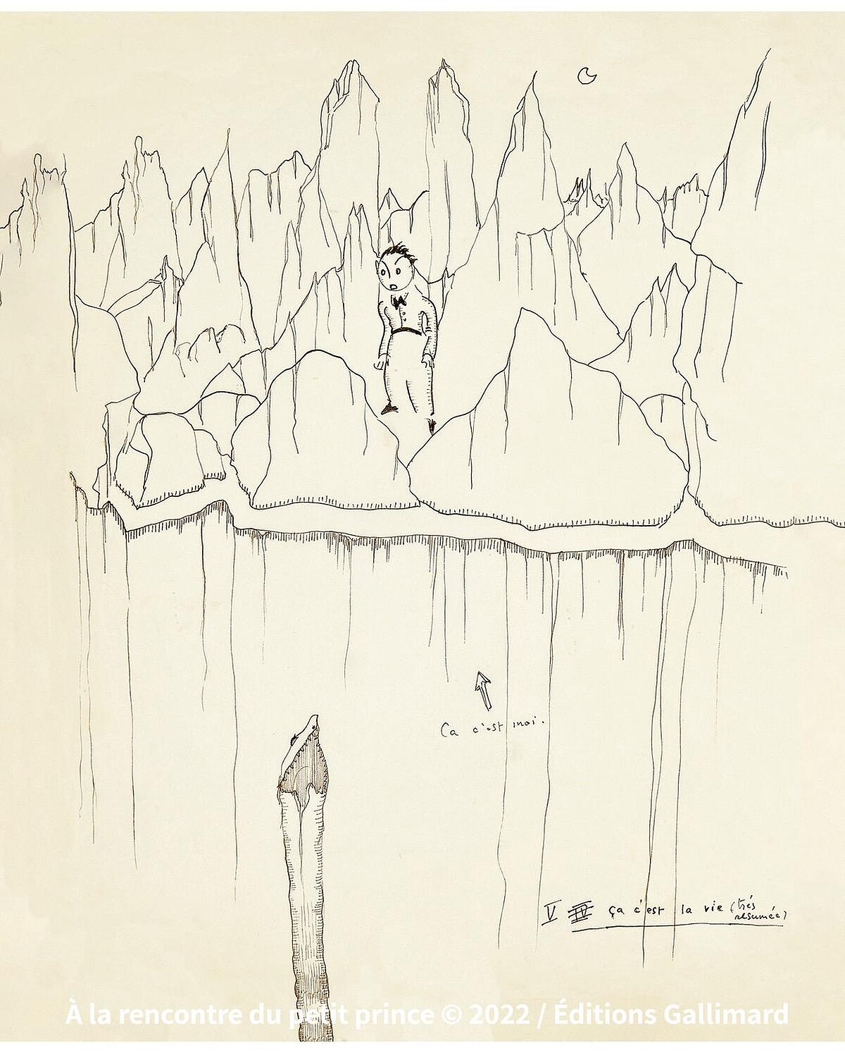 V 不切實際的生活意象：一條探向峭壁的蜿蜒道路和一隻蛇形怪物。大塊文化提供。