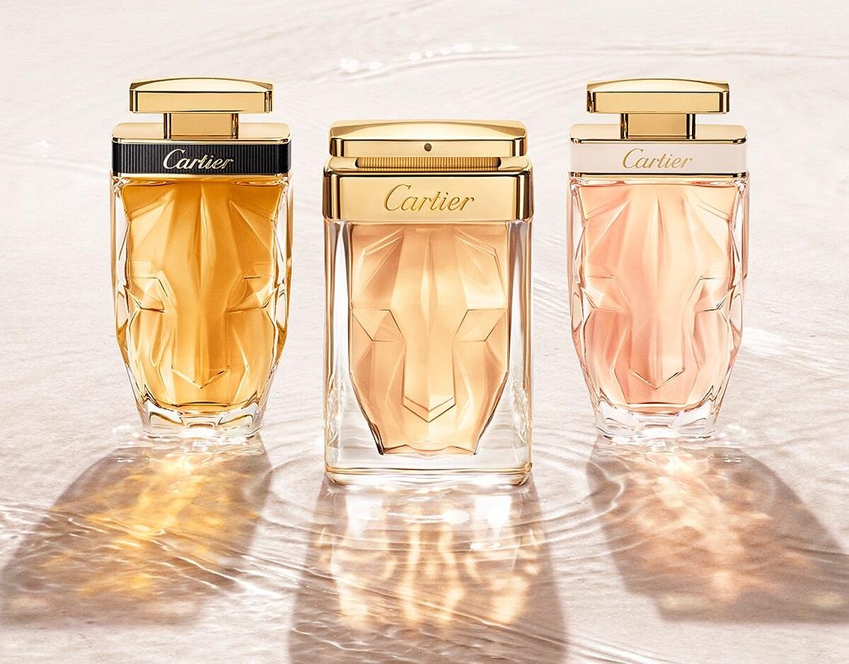 從左至右： La Panth&egrave;re 美洲豹香精，75ml，參考價格約NT$ 4,250。La Panth&egrave;re 美洲豹淡香精，75ml，參考價格約NT$ 4,150。La Panth&egrave;re 美洲豹淡香水，75ml，參考價格約NT$ 3,550。