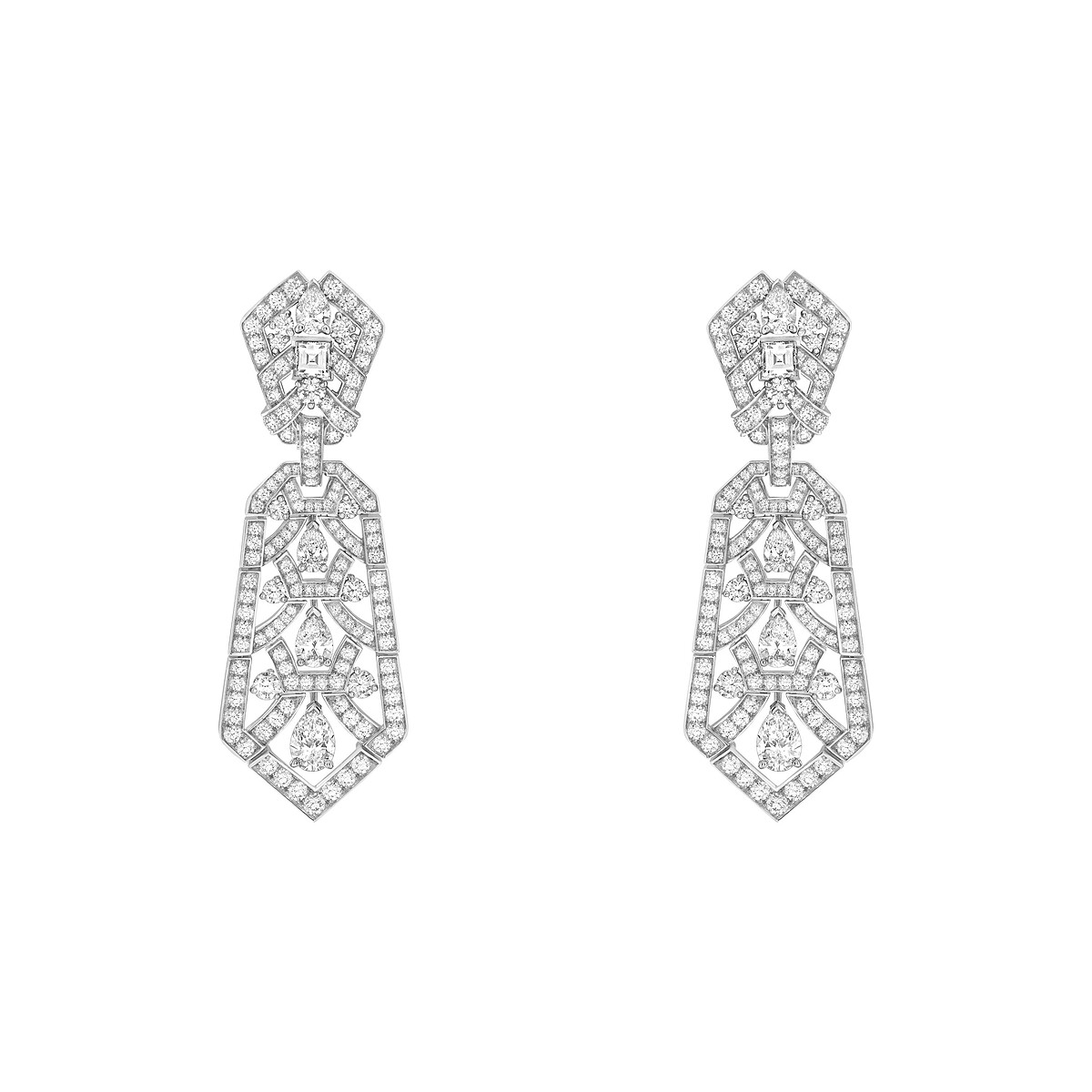 Chrysler耳環，白K金、鑽石。