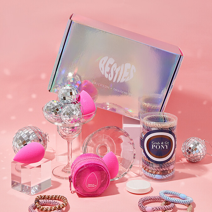 beautyblender X L.ERICKSON閨蜜聯名限量禮盒情境圖。
