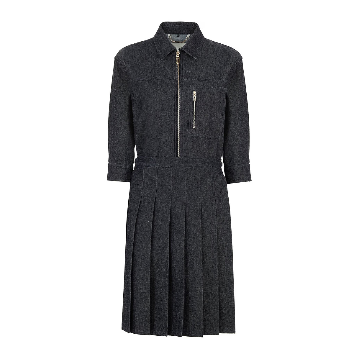 牛仔百褶造型洋裝