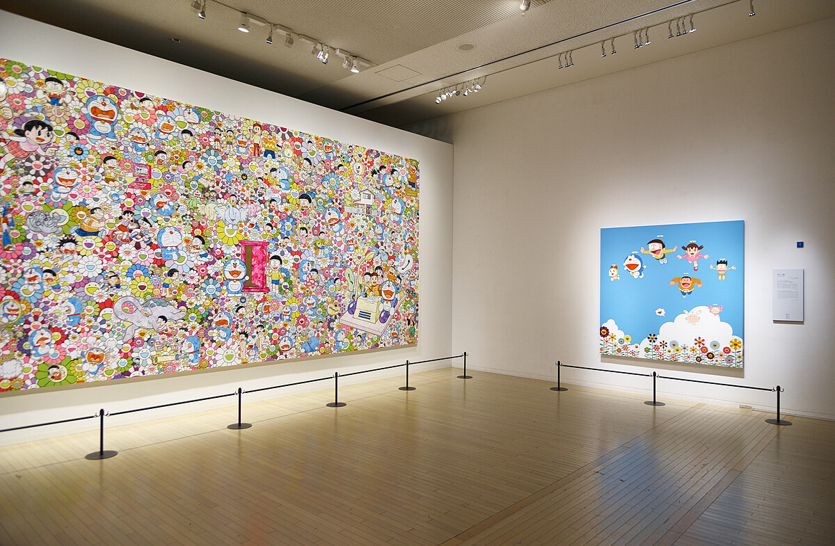 村上隆「這樣的事情真好 能實現的話更好」&copy;2017 Takashi Murakami／Kaikai KikiCo.,Ltd.All Rights Reserved. &copy;Fujiko-Pro。「我與弟弟與哆啦A夢的暑假」&copy;Fujiko-Pro＆Takashi Murakami／Kaikai Kiki 2002。