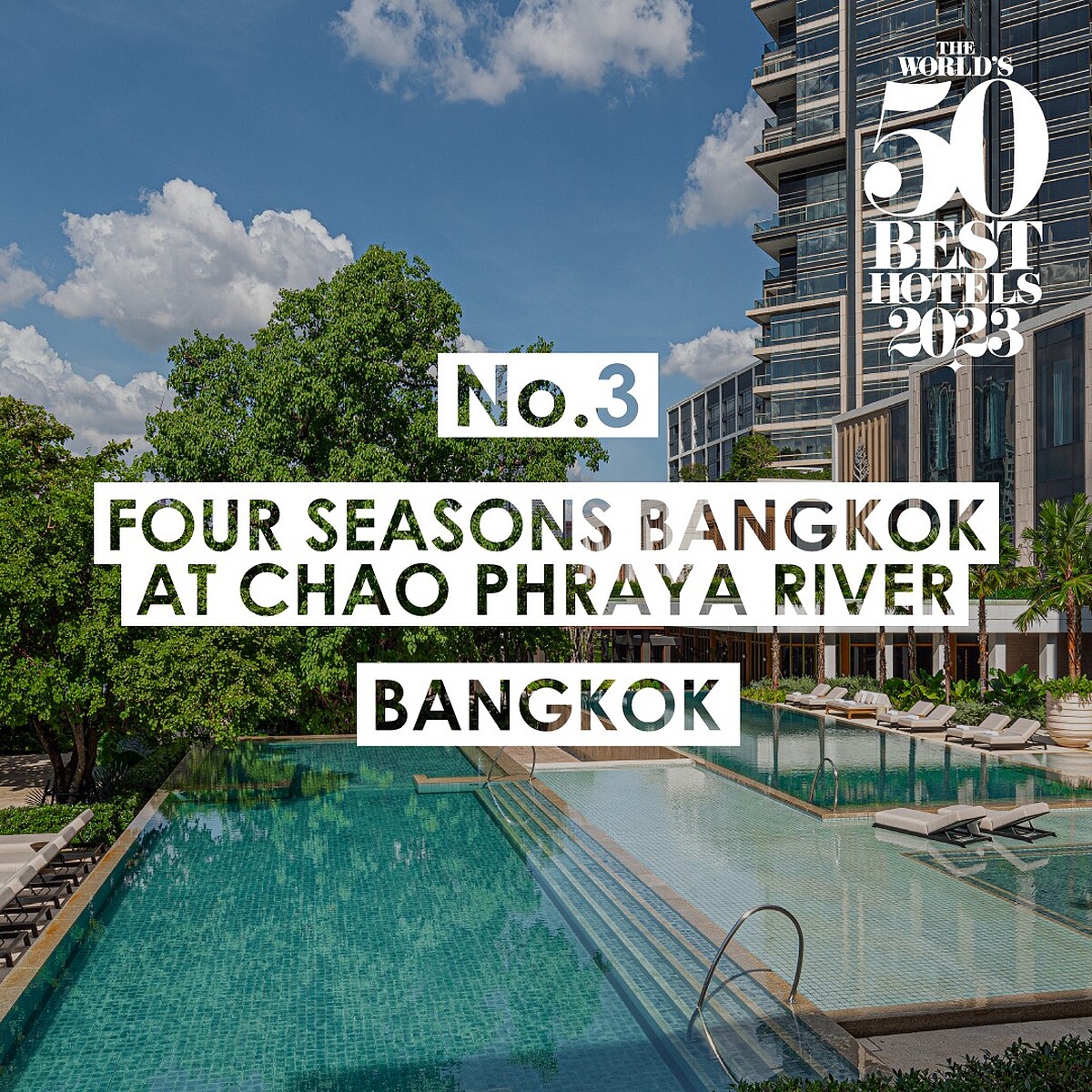 泰國曼谷「Four Seasons Bangkok at Chao Phraya River 」得到第三名。