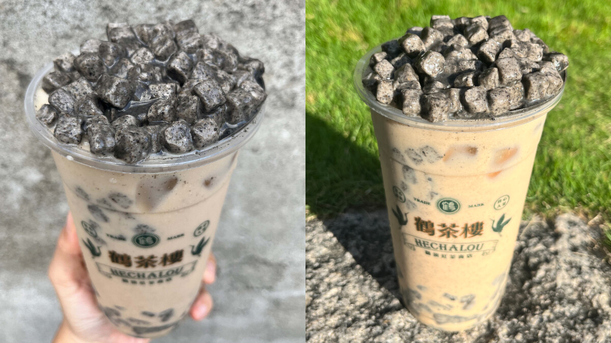 奶茶搭上芝麻粉角就是夠味。
