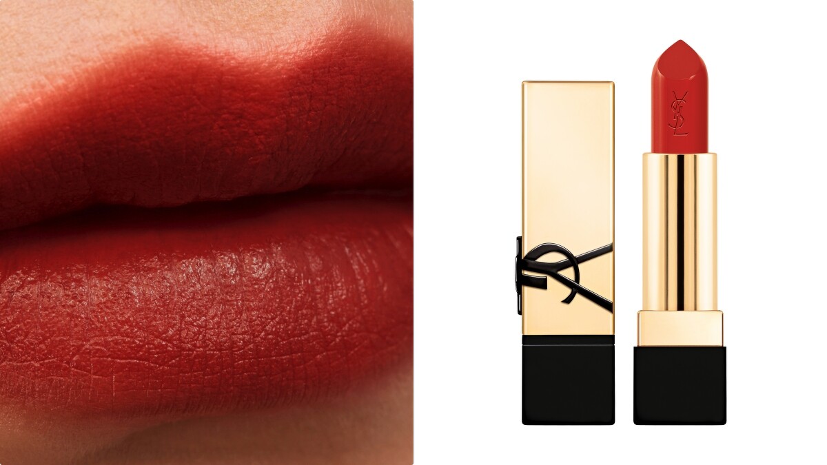 YSL奢華緞面唇膏(#R1966罌粟緋紅)，NT1,580。