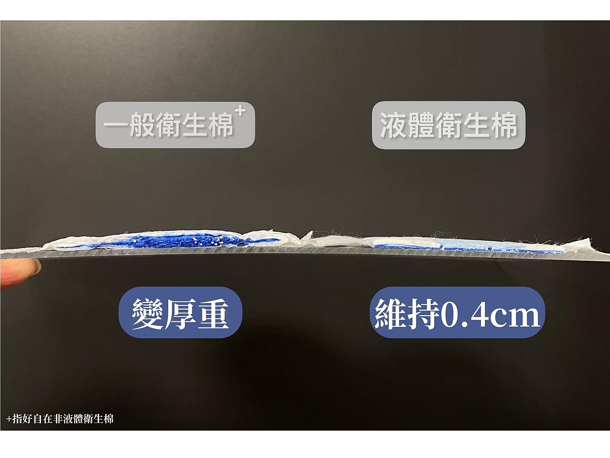 M編實測2：看得見的輕薄舒適！液體衛生棉吸好吸滿仍然維持0.4cm，輕薄無痕不卡屁屁！