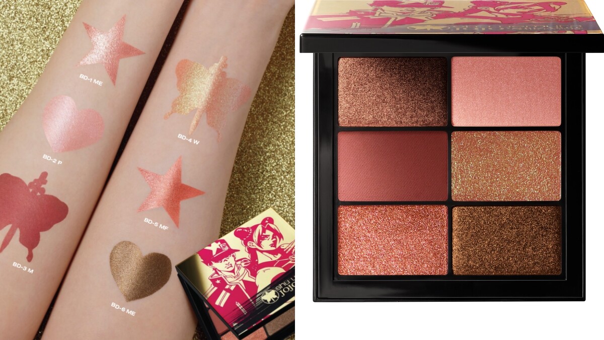 shu uemura植村秀X JOJO的奇妙冒險限量聯名彩妝蝴蝶之刃6色眼影盤，NT1,900