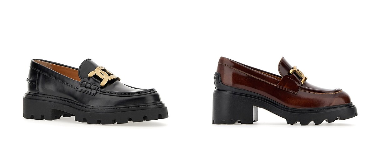 (左起)TOD&rsquo;S Kate黑色樂福鞋（NT$31,800）、TOD&rsquo;S Kate高跟樂福鞋（NT$31,800）