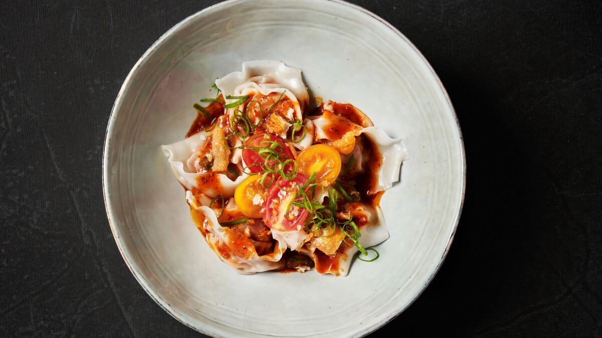 麻辣番茄奶油抄手。