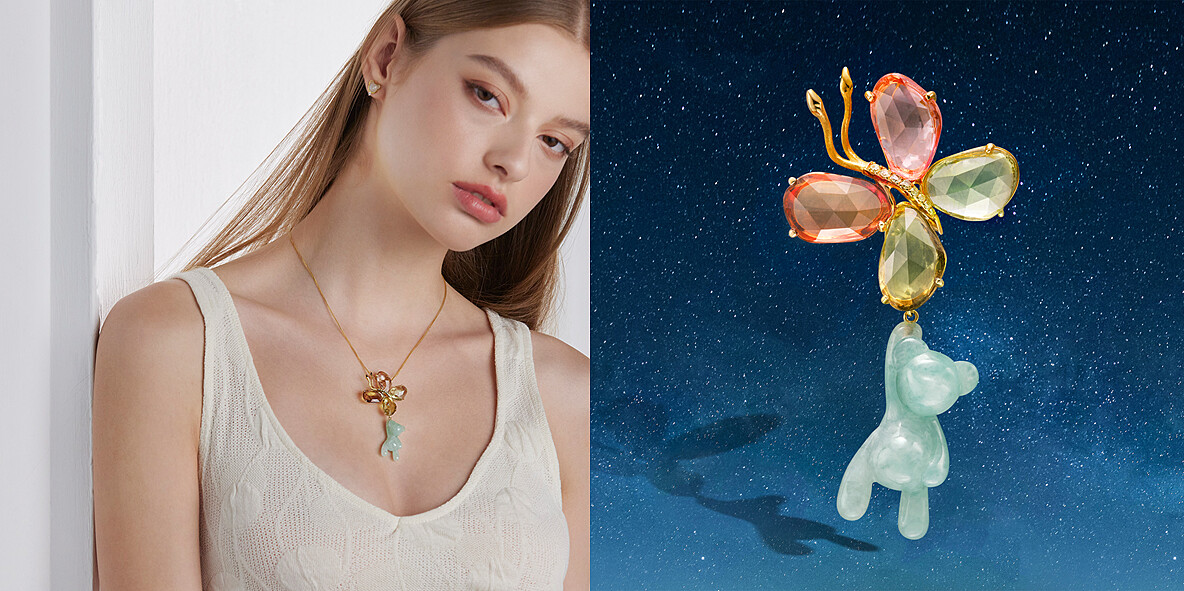 林曉同珠寶，Eric Jade Bear 福來熊 胸墜兩用珠寶，參考價格NT,256,000元。