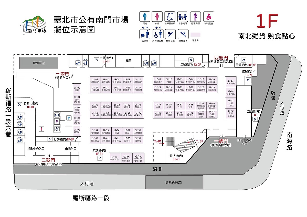 南門市場1樓販售南北雜貨及熟食點心