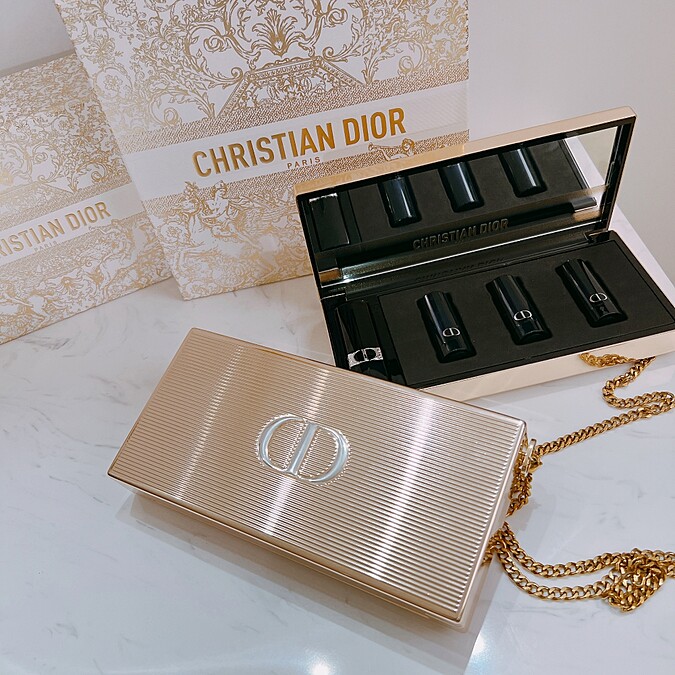 DIOR迪奧藍星唇膏金燦手拿包杜樂麗花園限量版(含1款藍星唇膏與3款替換蕊心),NT11,500